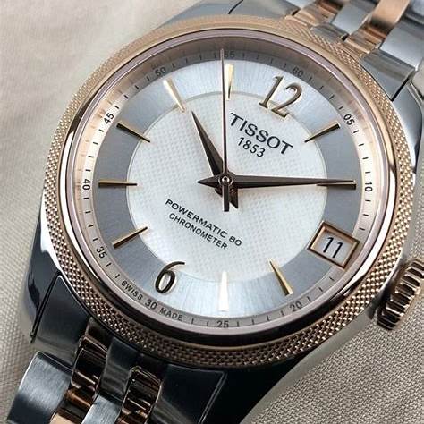 Tissot Ballade Powermatic 80 COSC Lady T108.208.22.117.01 Reloj automático de mujer, esfera nacarada, brazalete bicolor de acero inoxidable