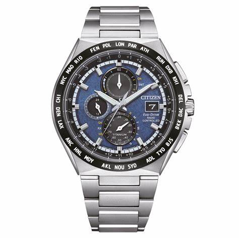 CITIZENCitizen AT8238 - 84L Men's Eco - Drive Super Titanium Radio - Controlled Chronograph Watch - 43.5mm Blue DialWATCHESEcecile