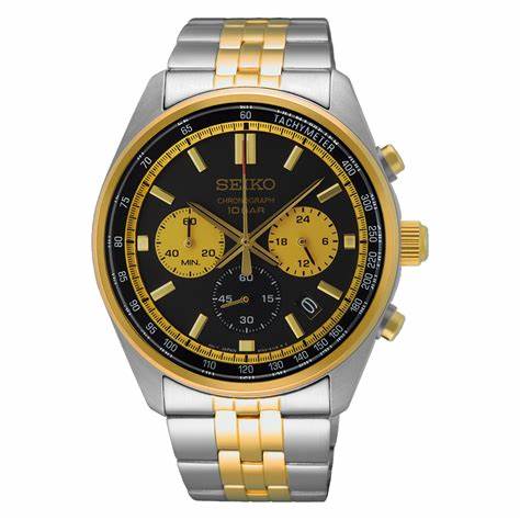 SEIKOSeiko SSB430P1 Men's Chronograph Watch, Black Dial, Two - Tone Stainless Steel BraceletWATCHESEcecile