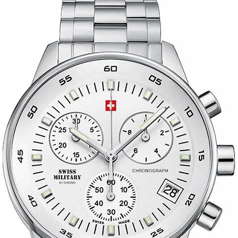 SWISS MILITARYSwiss Military by Chrono 30052.02 Men's Chronograph Watch, Silver Dial, Stainless Steel BraceletWATCHESEcecile