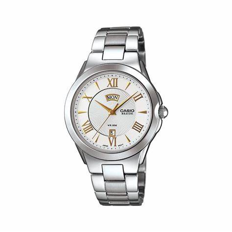 Orologio analogico da uomo in acciaio inossidabile Casio BEM-130D-7AVDF con ghiera della bussola