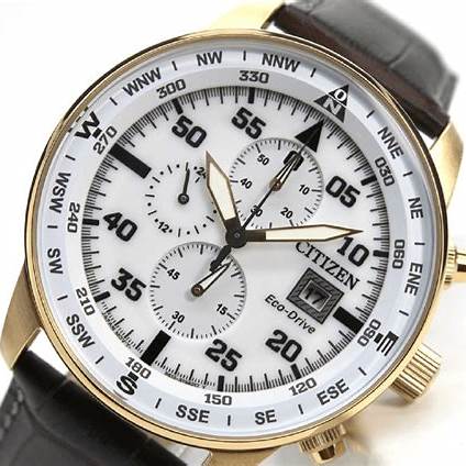 Citizen CA0693-12A Reloj cronógrafo Eco-Drive para hombre, esfera blanca, correa de piel marrón