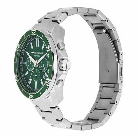 Armani Exchange AX1957 Men's Chronograph Watch - Stainless Steel Bracelet, Green Dial