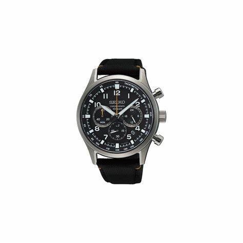 SEIKOSeiko SSB449P1 Men's Chronograph Watch, Black Dial, Black Nylon StrapWATCHESEcecile