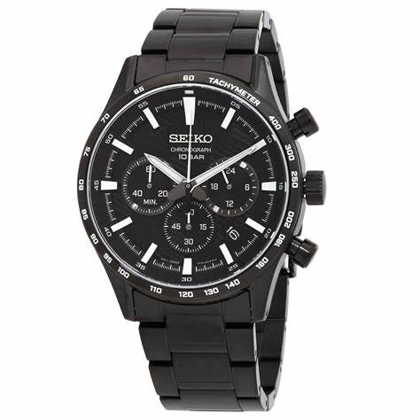 SEIKOSeiko SSB415P1 Men's Chronograph Watch, Black Dial, Black Stainless Steel BraceletWATCHESEcecile