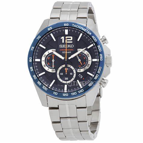 SEIKOSeiko SSB345P1 Men's Chronograph Watch, Blue Dial, Stainless Steel BraceletWATCHESEcecile