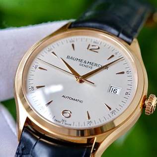 Baume & Mercier Clifton 10058 Reloj Automático Hombre - 39mm Esfera Plateada, Caja Oro Rosa 18K, Correa Aligátor Negra