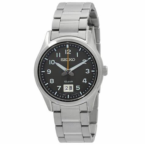 SEIKOSeiko SUR569P1 Men's Quartz Watch, Black Dial, Stainless Steel BraceletWATCHESEcecile