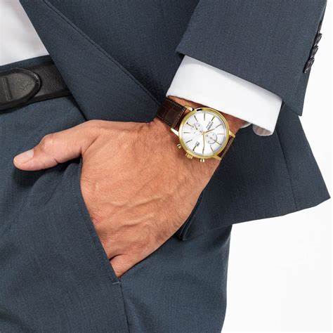 Citizen CA7062-15A Reloj cronógrafo Eco-Drive para hombre, esfera blanca, correa de piel marrón
