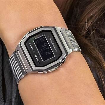 CASIO & VINTAGECasio A1000M - 1BEF Vintage Iconic Unisex Watch – Mother of Pearl Dial, Stainless Steel Mesh Band, LED Backlight, 3 ATM Water ResistantWATCHESEcecile