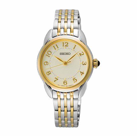 SEIKOSeiko SUR562P1 Women's Quartz Watch, Gold Dial, Two - Tone Stainless Steel BraceletWATCHESEcecile