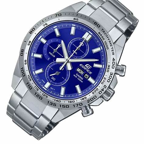 Casio Edifice EFR-574D-2AVUEF Herren-Edelstahl-Chronographenuhr mit blauem Zifferblatt