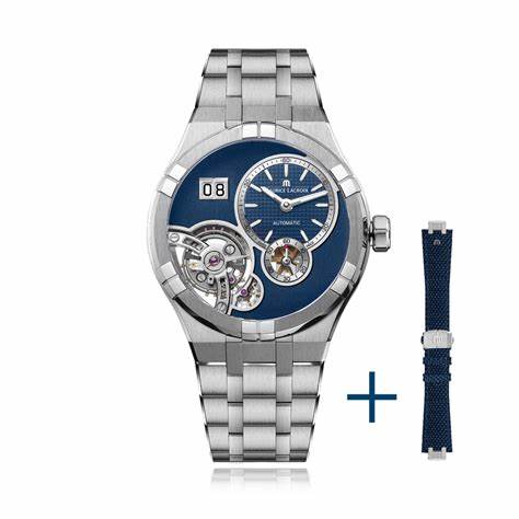 Reloj Maurice Lacroix AI6118-SS00E-430-C Aikon Master Grand Date 45 mm, esfera azul, brazalete de acero, caballero