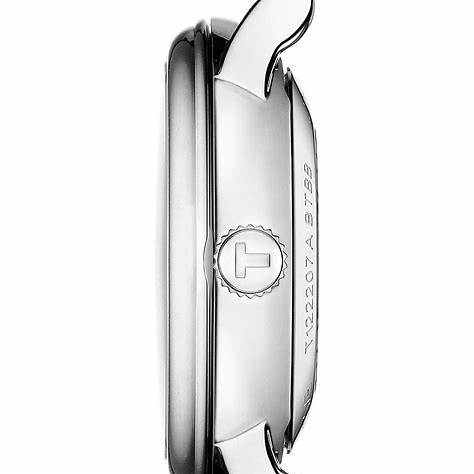 Tissot Carson Premium Automatic Lady T122.207.16.036.01 Orologio da donna, quadrante argento, cinturino in pelle nera