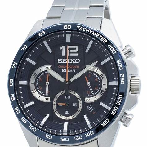 SEIKOSeiko SSB345P1 Men's Chronograph Watch, Blue Dial, Stainless Steel BraceletWATCHESEcecile