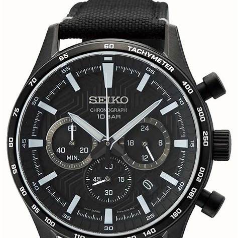 SEIKOSeiko SSB417P1 Men's Chronograph Watch, Black Dial, Black Nylon StrapWATCHESEcecile