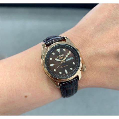 Seiko 5 Sports SRE006K1 Damen Automatikuhr, braunes Zifferblatt, braunes Lederarmband