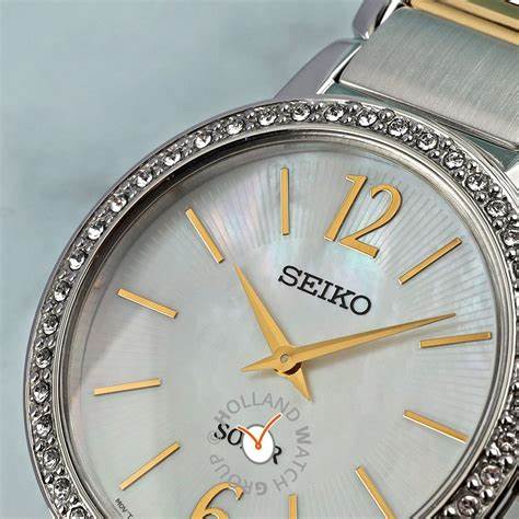 SEIKOSeiko SUP469P1 Women's Solar Watch, Mother of Pearl Dial, Two - Tone Stainless Steel BraceletWATCHESEcecile