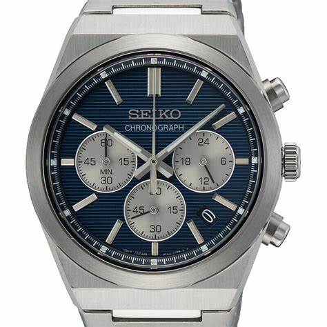 SEIKOSeiko SSB453P1 Men's Chronograph Watch, Blue Dial, Stainless Steel BraceletWATCHESEcecile
