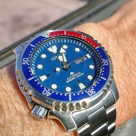 Citizen NY0086-83L Montre automatique Promaster Diver pour hommes, cadran bleu, bracelet en acier inoxydable
