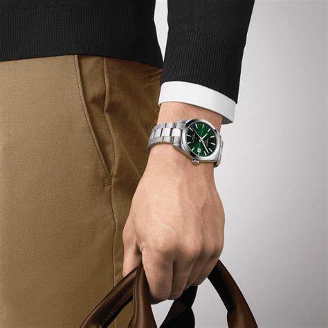 Tissot Gentleman Powermatic 80 Silicium T127.407.11.091.01 Orologio automatico da uomo, quadrante verde, bracciale in acciaio inossidabile