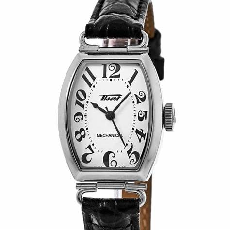 Tissot Heritage Porto Mechanical Small Lady T128.161.16.012.00 Women's Watch, Silver Dial, Black Leather Strap