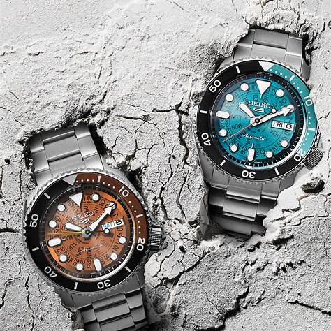 SEIKOSeiko 5 Sports SRPJ47K1 Men's Automatic Watch, Translucent Orange Dial, Stainless Steel BraceletWATCHESEcecile