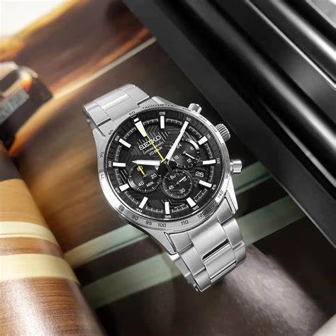 SEIKOSeiko SSB413P1 Men's Chronograph Watch, Black Dial, Stainless Steel BraceletWATCHESEcecile