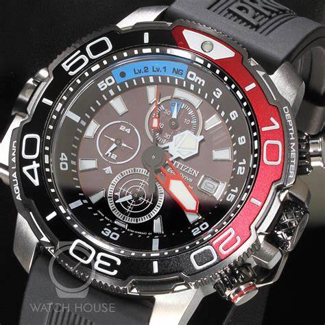 Reloj de buceo Promaster Aqualand Eco-Drive para hombre, Citizen BJ2167-03E, esfera negra, correa de poliuretano negra
