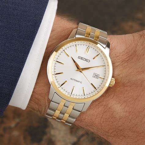SEIKOSeiko SRPH92K1 Men's Automatic Watch, White Dial, Two - Tone Stainless Steel BraceletWATCHESEcecile