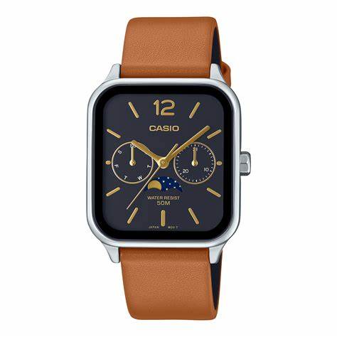 CASIO & VINTAGECasio MTP - M305L - 1AVER Men's Analog Watch - 44.5mm Black Dial, Leather StrapWATCHESEcecile