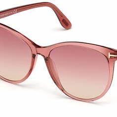Lunettes de soleil Tom Ford FT0787 72T pour femme - monture rose antique transparente et brillante, verres roses dégradés