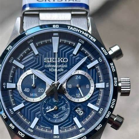 SEIKOSeiko SSB445P1 Men's Chronograph Watch, Blue Dial, Stainless Steel BraceletWATCHESEcecile