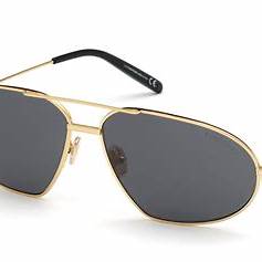 Tom Ford FT0771 30A Gafas de sol para hombre - montura dorada brillante, cristales ahumados