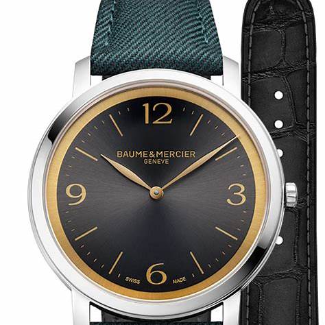 Baume & Mercier Classima 10704 Reloj Cuarzo Hombre - 39mm Esfera Gris, Correa Tejido Verde