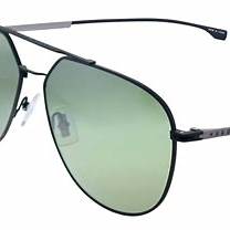 BOSS 0994/F/S 003-EL Men's Aviator Sunglasses - Matte Black Frame, Green Lenses