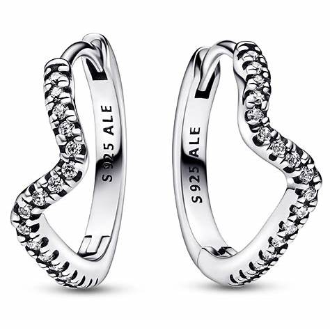 PANDORAPandora 292545C01 Sparkling Wave Hoop EarringsBIJOUXEcecile