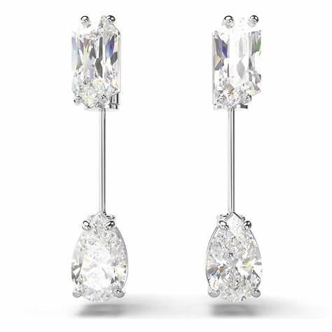 SWAROVSKISwarovski 5661682 Mesmera Bar Earrings - Mixed Cuts, White Crystals, Rhodium - PlatedBIJOUXEcecile