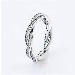 Pandora 190892CZ-58 Anillo Sparkling Twisted Lines - Plata de ley, Tamaño 58