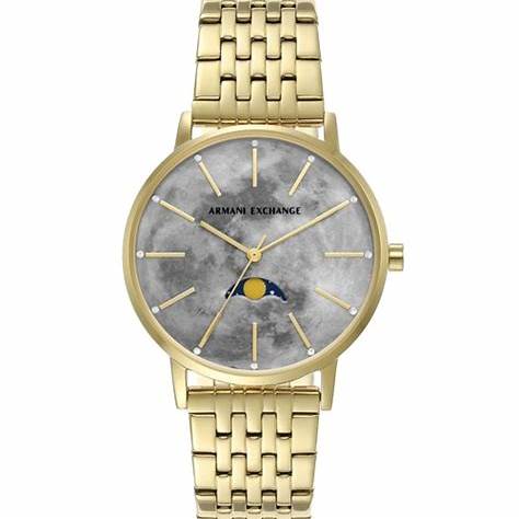 Armani Exchange AX5586 Women's Lola Moonphase Gold-Tone Stainless Steel Watch