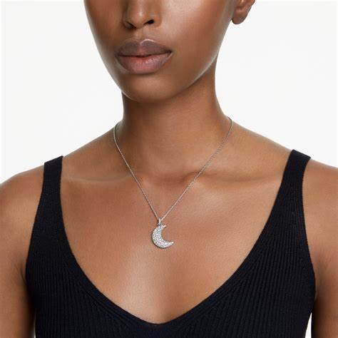 SWAROVSKISwarovski 5666181 Luna Pendant Necklace - Crescent Moon, White Crystals, Rhodium - PlatedBIJOUXEcecile