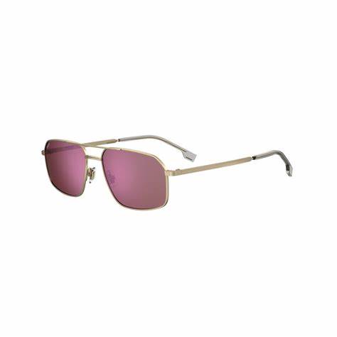 BOSS 1603/S J5G-4S Men's Square Sunglasses - Gold Frame, Pink Lenses
