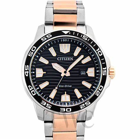 Reloj Citizen AW1524-84E Eco-Drive para hombre - 46 mm, esfera negra, brazalete bicolor de acero inoxidable