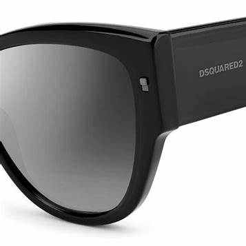 DSQUARED2 D2 0016/S 2M2-IR 56 Women's Sunglasses - Black and Gold Acetate Frame, Grey Lenses