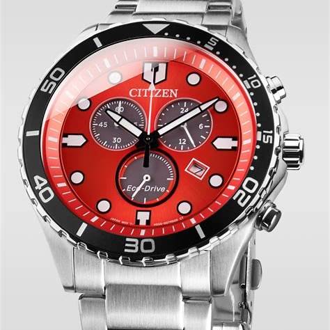 Citizen AT2560-84X Reloj Cronógrafo Eco-Drive Hombre - 43mm Esfera Naranja, Brazalete Acero Inoxidable