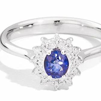 Recarlo R77CC001/ZB-13 Women's Sapphire and Diamond Ring - 18K White Gold