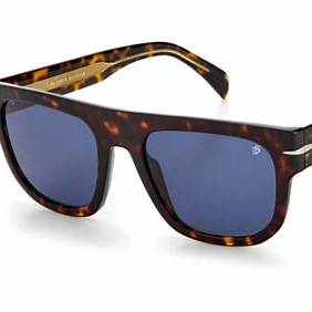 Occhiali da sole David Beckham DB 7044/S 086/KU 54 - Montatura in acetato avana scuro, lenti blu avio