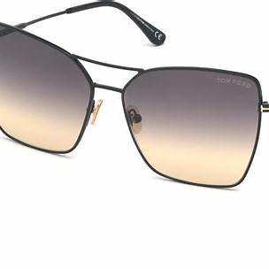 Lunettes de soleil Tom Ford FT0738 01B pour femme - monture noire brillante, verres fumés dégradés