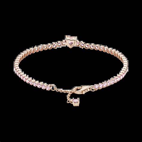 Pandora 580041C01-18 Bracelet tennis avec cœur étincelant - plaqué or rose 14k, 18cm