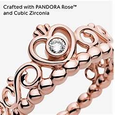 Pandora 180880CZ-58 Anillo Corona Tiara Princesa - Baño de Oro Rosa 14k, Talla 58